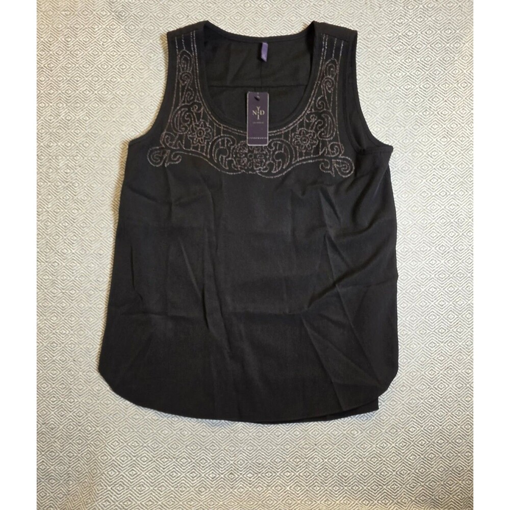 NYDJ Black Embroidered Sleeveless Tank Top Size Small S NWT